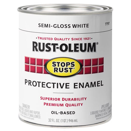 Rust-Oleum Stops Rust Indoor and Outdoor Semi-Gloss White Oil-Based Protective Paint 1 qt, Pack of 2