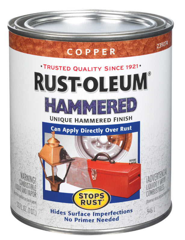 Rust-Oleum Stops Rust Indoor and Outdoor Hammered Copper Protective Paint 1 qt, Pack of 2
