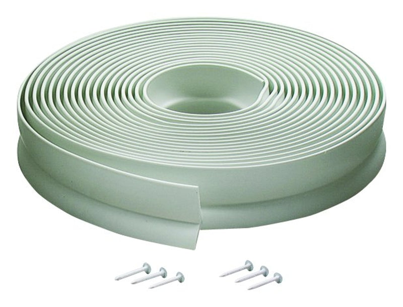 M-D 03822 Garage Door Seal, 1-3/4 in W, 1 in Thick, 30 ft L, Vinyl, White