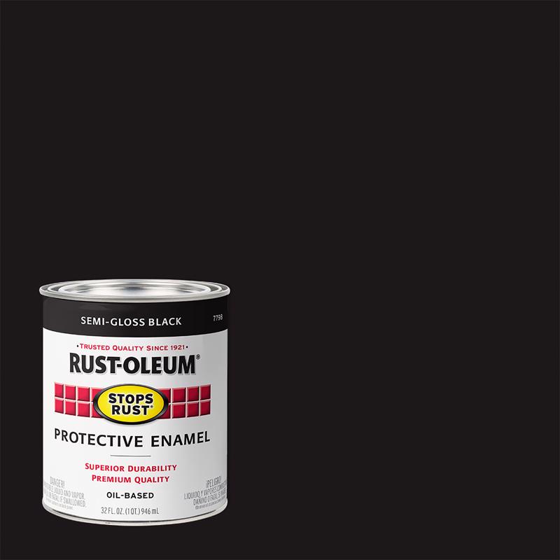 Rust-Oleum Stops Rust Indoor and Outdoor Semi-Gloss Black Oil-Based Protective Paint 1 qt, Pack of 2