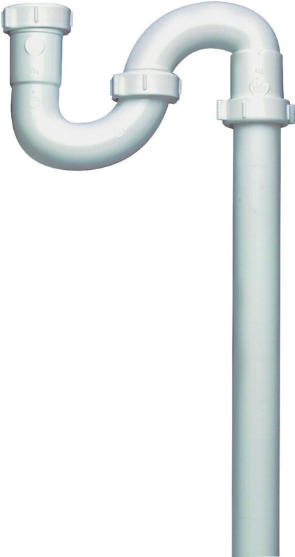 Plumb Pak PP66-3W S-Trap, 1-1/2 in, Slip, Plastic, White