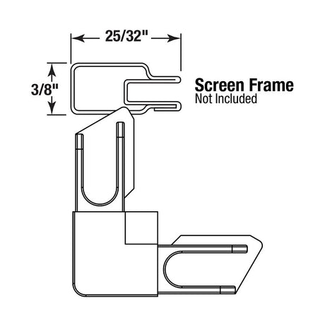 Make-2-Fit PL-14314 Window Frame Corner, 3/8 in W, Plastic, White