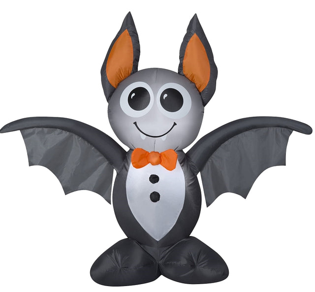Santas Forest 90845 Inflatable Halloween Bat, 4 ft H, Polyvinyl, Black/Orange, Internal Light/Music: Internal Light, Pack of 6