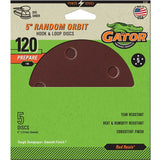Gator 3783 Sanding Disc, 5 in Dia, 120 Grit, Fine, Aluminum Oxide Abrasive, Vented, 5/PK