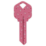 HILLMAN Breast Cancer Awareness Pink Ribbon House/Office Key Blank KW1 Single For Universal, Pack of 6