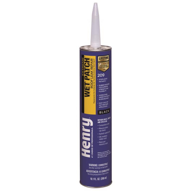 Henry 209XR Series HE209104 Roof Leak Repair, Black, Paste, 11 fl-oz Cartridge, Pack of 24