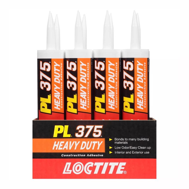 Loctite PL 375 Synthetic Elastomeric Polymer Construction Adhesive 10 oz, Pack of 12