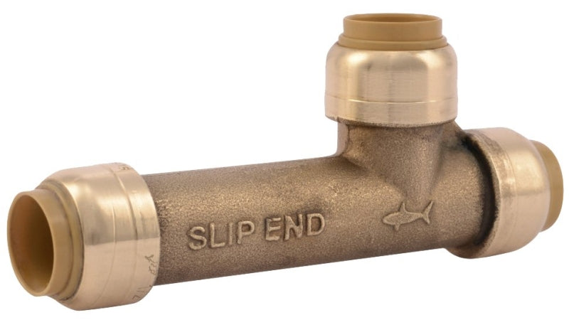 SharkBite U3362LFA Pipe Tee, 1/2 in, Push-to-Connect, DZR Brass, 200 psi Pressure