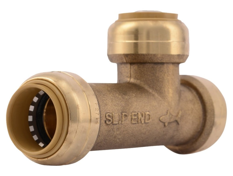 SharkBite U3370LFA Pipe Tee, 3/4 in, Push-to-Connect, DZR Brass, 200 psi Pressure