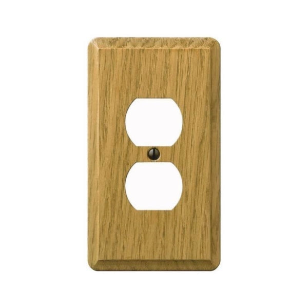 AmerTac Contemporary 901DL Outlet Wallplate, 5-1/4 in L, 3 in W, 1 -Gang, Wood, Light Oak, Screw Mounting