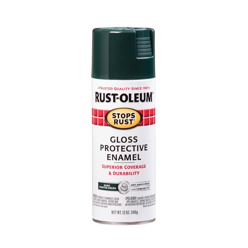 Rust-Oleum 7733830 Rust Preventative Spray Paint, Gloss, Dark Hunter Green, 12 oz, Can