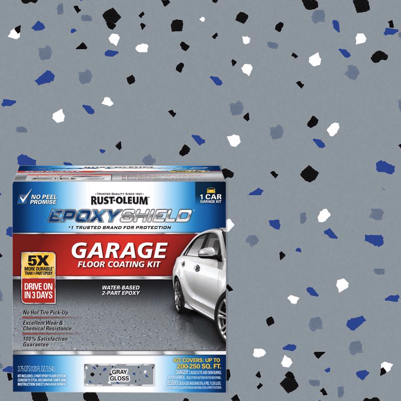 Rust-Oleum Epoxyshield Gloss Gray Water-Based Garage Floor Coating Kit 1 gal, Pack of 2