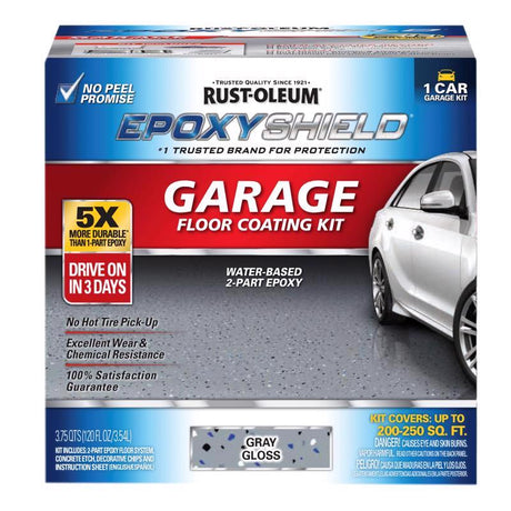 Rust-Oleum Epoxyshield Gloss Gray Water-Based Garage Floor Coating Kit 1 gal, Pack of 2