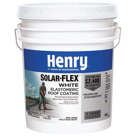 Henry HE287SF871 Elastomeric Roof Coating, White, 5 gal Pail, Cream