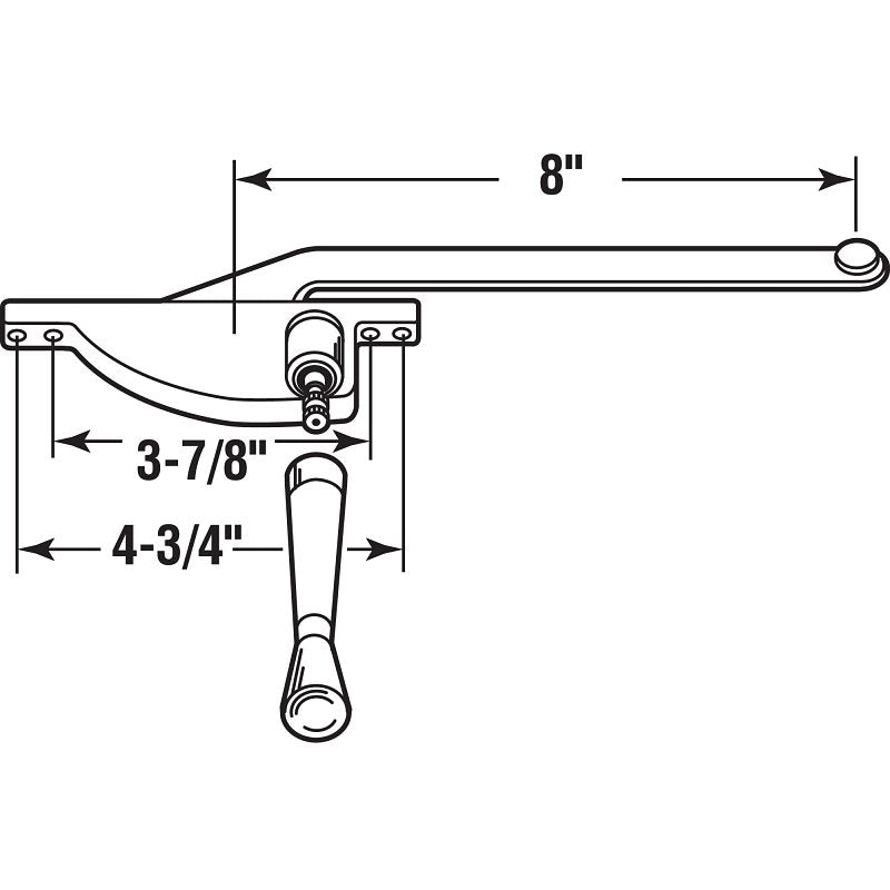 Prime-Line H 3501 Window Operator, 8 in L x 3-7/8 in W x 13-1/4 in H Dimensions, For: Older Steel Framed Windows, Left