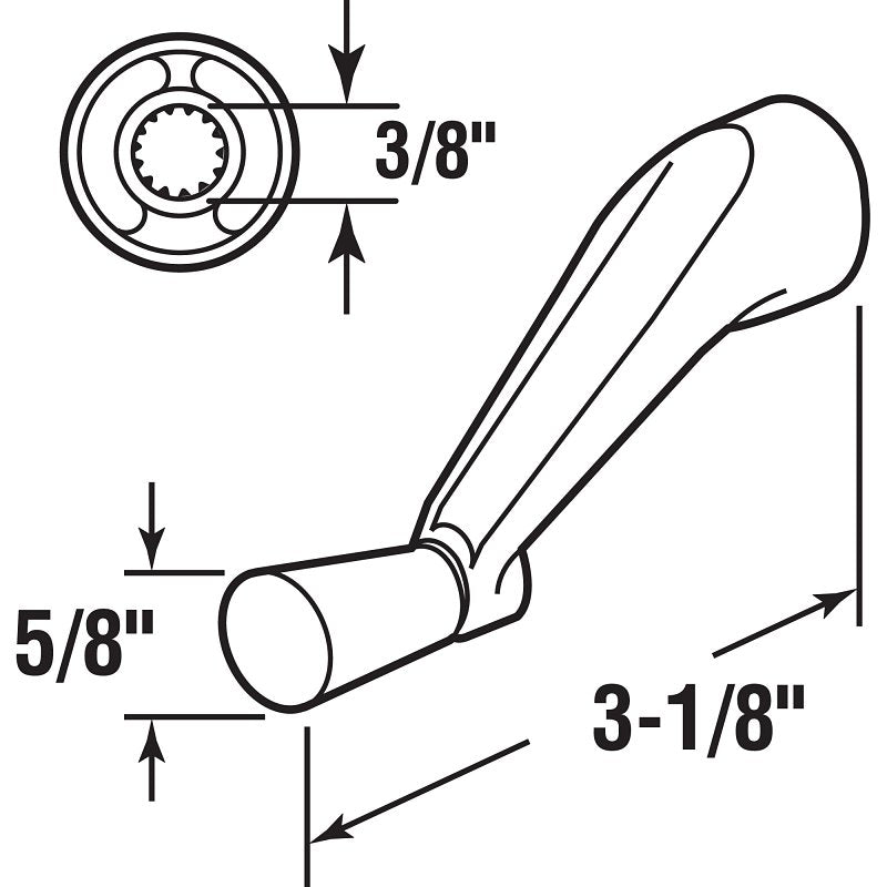Prime-Line H 4106 Crank Handle, 3-1/8 in Projection, White, Zinc, Painted