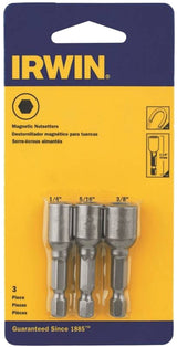 Irwin IWAF243-4 Series Nutsetter Set, 2-9/16 in L Dimensions, 3-Piece, Lobular, Steel, 3/PK