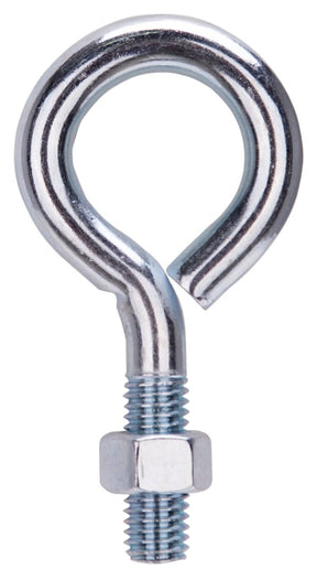 ProSource LR287 Eye Bolt, 1/2 in -13 x 4 in, Machine Thread, 1-3/8 in L Thread, 2-1/8 in Dia Eye, 630 lb Working Load, Zinc, Pack of 10