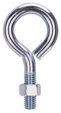 ProSource LR287 Eye Bolt, 1/2 in -13 x 4 in, Machine Thread, 1-3/8 in L Thread, 2-1/8 in Dia Eye, 630 lb Working Load, Zinc, Pack of 10