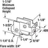 Prime-Line D 1686 Roller Assembly, 1-5/16 in L x 9/16 in W x 1-1/8 in H Dimensions, 1-1/4 in Dia Roller, Steel, F-Tab