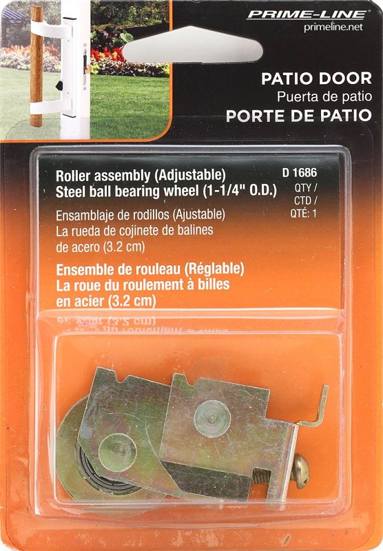 Prime-Line D 1686 Roller Assembly, 1-5/16 in L x 9/16 in W x 1-1/8 in H Dimensions, 1-1/4 in Dia Roller, Steel, F-Tab