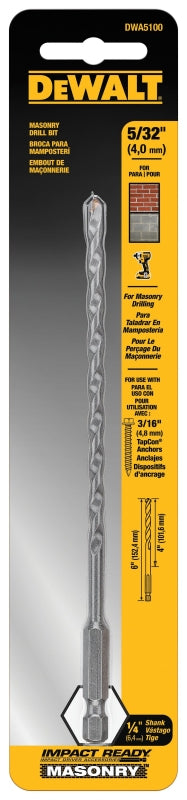 DEWALT DWA5100 Drill Bit, 5/32 in Dia, 6 in OAL, 1/4 in Dia Shank, Hex Shank