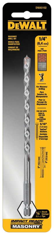 DEWALT DWA5102 Drill Bit, 1/4 in Dia, 6 in OAL, 1/4 in Dia Shank, Hex Shank