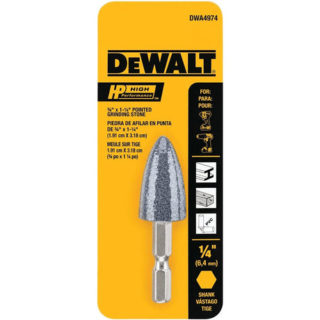 DEWALT DWA4974 Pointed Grinding Stone, 1/4 in Arbor/Shank, Medium, Aluminum Oxide Abrasive
