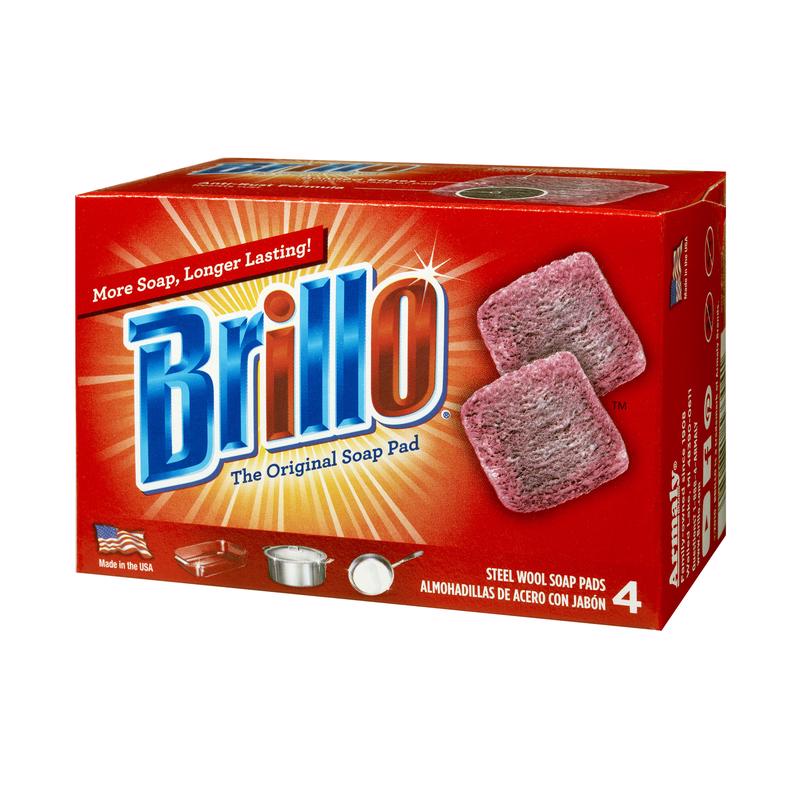 Brillo Heavy Duty Steel Wool Pads For Multi-Purpose 4.5 in. L 4 pc, Pack of 12