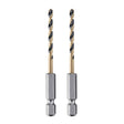 DEWALT DWA5008 Drill Bit, 1/8 in Dia, 2-7/8 in OAL, Heavy-Duty, 1/4 in Dia Shank, Hex Shank
