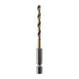 DEWALT DWA5009 Drill Bit, 9/64 in Dia, 3 in OAL, Heavy-Duty, 1/4 in Dia Shank, Hex Shank