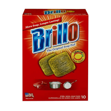 Brillo Heavy Duty Steel Wool Pads For Multi-Purpose 5.1 in. L 10 pk, Pack of 12
