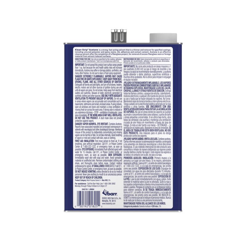 Klean Strip Acetone Solvent and Thinner 1 gal, Pack of 4