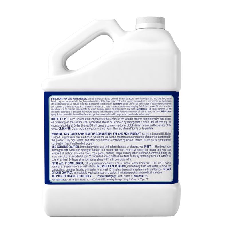 Klean Strip Transparent Clear Oil-Based Linseed Oil Modified Alkyd Boiled Linseed Oil 1 gal, Pack of 4