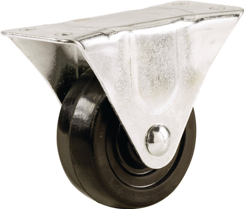 Shepherd Hardware 9484 Rigid Caster, 4 in Dia Wheel, 1-1/4 in W Wheel, Rubber Wheel, 225 lb