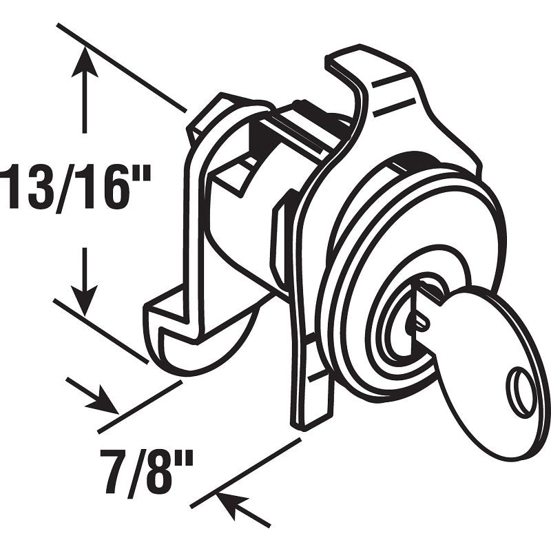 Defender Security S 4127 Mailbox Lock, 13/16 in W Dimensions, Tumbler Lock, Keyed Key, Nickel