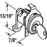 Defender Security S 4127 Mailbox Lock, 13/16 in W Dimensions, Tumbler Lock, Keyed Key, Nickel