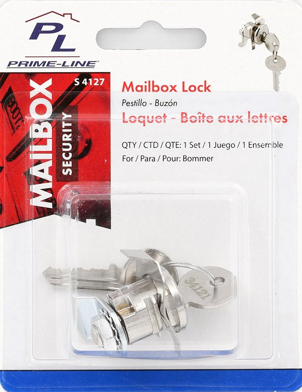 Defender Security S 4127 Mailbox Lock, 13/16 in W Dimensions, Tumbler Lock, Keyed Key, Nickel
