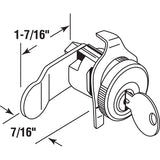 Defender Security S 4129 Mailbox Lock, 1-7/16 in W Dimensions, Tumbler Lock, Keyed Key, Nickel