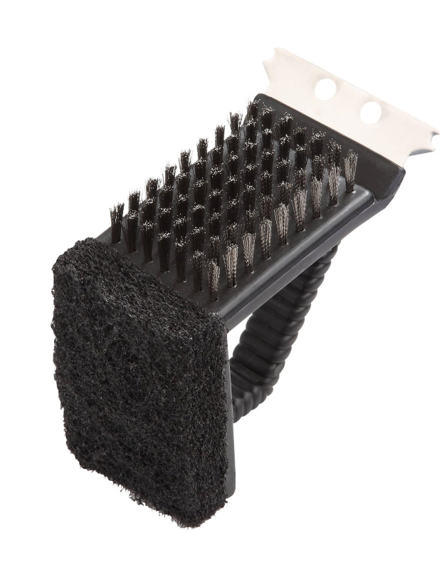 Omaha SP242C3L Grill Brush with Stainless Steel Scraper, 2-3/4 in L Brush, 1-3/4 in W Brush, Stainless Steel Bristle