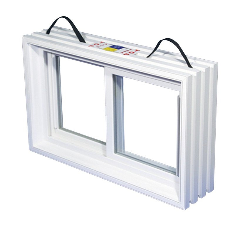 Duo-Corp Place-N-Pour 3220SLDF8 Slider Window, 31-7/8 in W Actual, 20 in H Actual, Glass Glass/Screen, Vinyl Frame