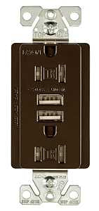 Arrow Hart TR7755RB-K-L Combination USB Duplex Receptacle, 2-Pole, 3.1 a USB, 15 a Receptacle, 2-USB Port