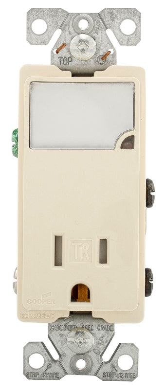 Eaton TR7735LA-BOX LED Wall Box Nightlight Combination, 1-Pole, 15 A, 125 V, NEMA: NEMA 5-15R, Light Almond