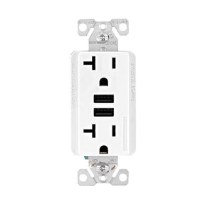 Eaton TR7766W-KB-L Duplex Receptacle with USB Ports, 2 -Pole, 20 A, 125 V, NEMA: 5-20R, White