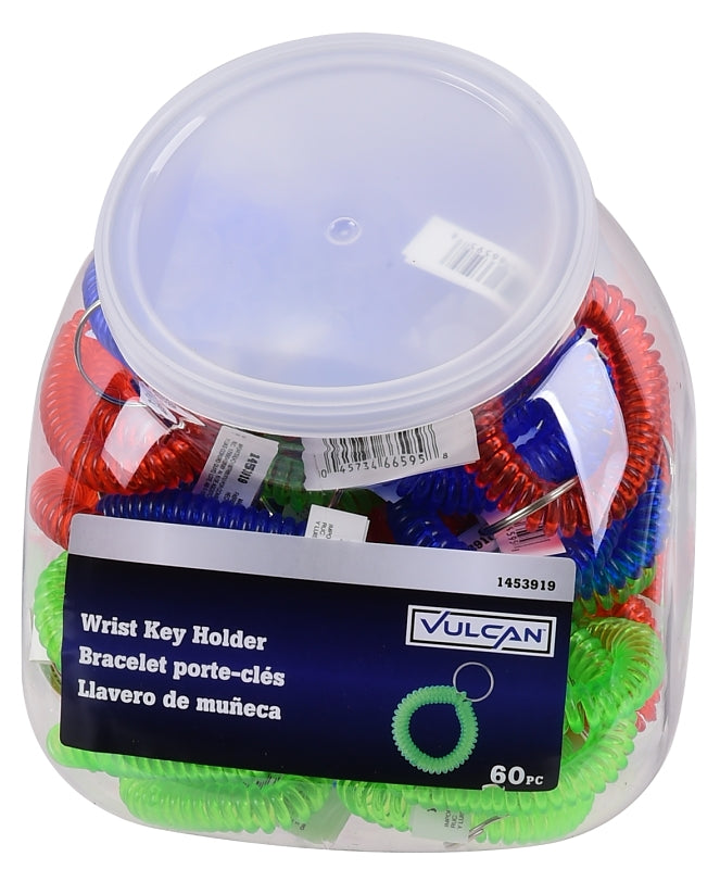 Vulcan CX013 Wrist Key Holder, Key Ring Ring, 7/8 in Dia Ring, EVA Case, Blue/Green/Red, Pack of 60