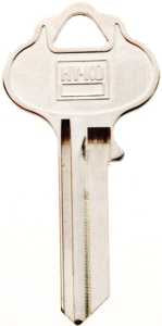 Hy-Ko 11010IN3 Key Blank, Brass, Nickel, For: ILCO Cabinet, House Locks and Padlocks, IN3 Key Number, Pack of 10