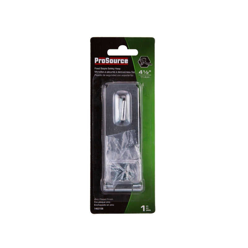 ProSource LR-122-BC3L-PS Safety Hasp, 4-1/2 in L, 4-1/2 in W, Steel, Zinc, 7/16 in Dia Shackle, Fixed Staple