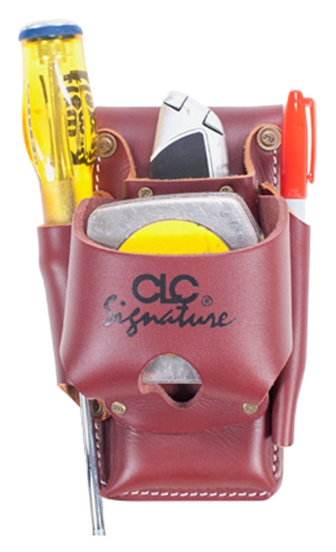 CLC Signature Elite Series 21464 Heavy-Duty Hammer/Tool Holder, 4-Pocket, Leather, Chestnut, 4-1/2 in W, 7-1/4 in H