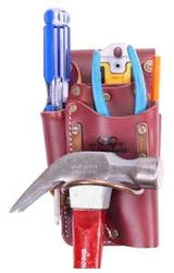 CLC Signature Elite Series 21465 Heavy-Duty Tape/Tool Holder, 4-Pocket, Leather, Chestnut, 4-1/2 in W, 7-1/2 in H