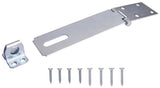 ProSource LR-128-BC3L-PS Safety Hasp, 6 in L, 6 in W, Steel, Zinc, 7/16 in Dia Shackle, Fixed Staple